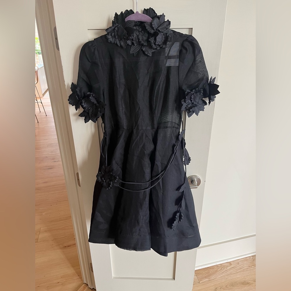 COPY - Zimmerman Black Dress with Floral Appliqué